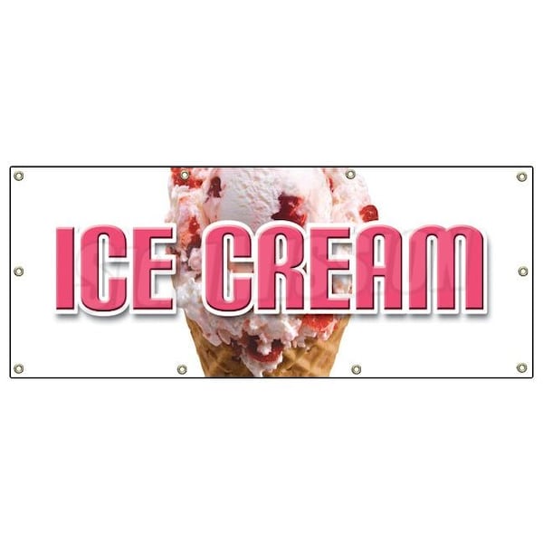 Signmission ICE CREAM BANNER SIGN cart shop cone signs sundae homemade B-96 Ice Cream - main